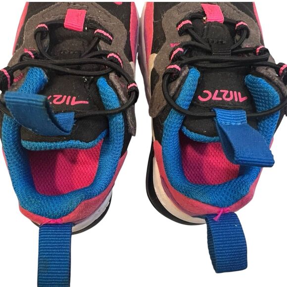 Nike Air Max 270 React Toddler 4C Sneakers Black Pink Blue Rare Colorway - Picture 6 of 8